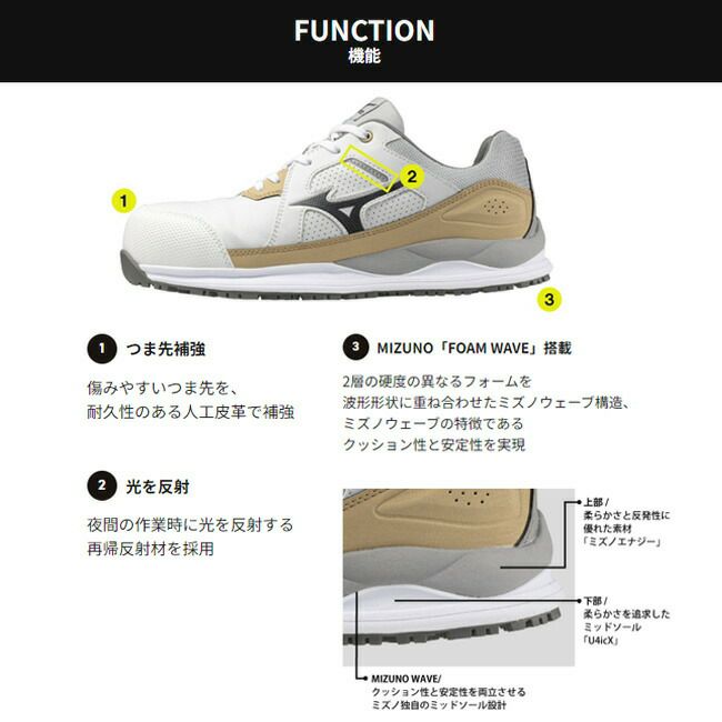 ミズノmizuno安全靴作業靴オールマイティ【F1GA2400】HW211L|安全ブーツシューズ靴現場作業靴作業用作業安定安定感紐ヒモメンズワークブーツワークシューズおしゃれ軽量ローカット