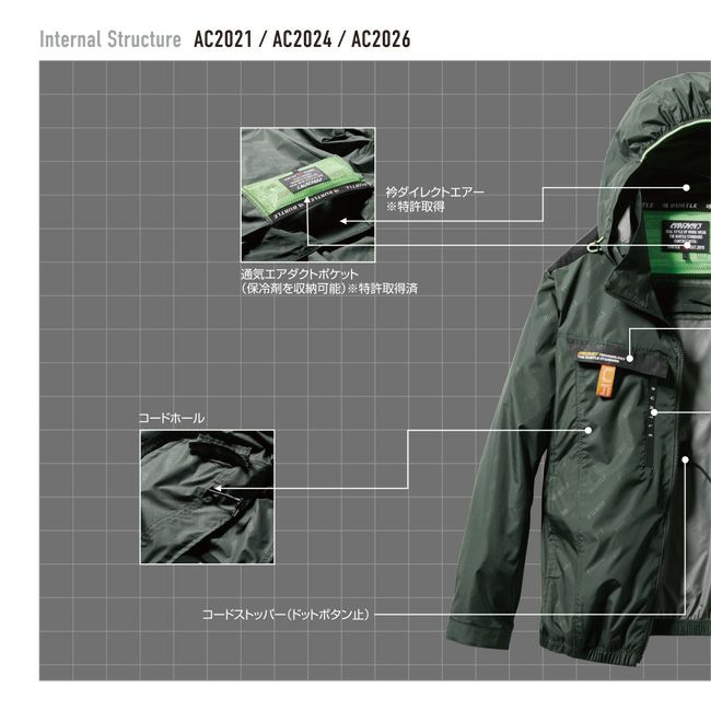 [バートル]BURTLE空調作業服エアークラフトAC2021ファン22Vバッテリーセット