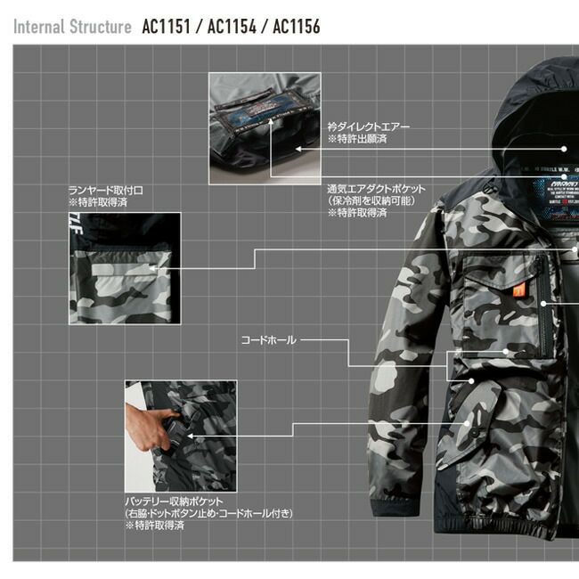 【2025年ファン＆バッテリーセット】バートルBURTLE空調ウェアエアークラフト【AC1151】長袖ブルゾンフード付き|空調ウェア夏涼しい猛暑熱中症対策大きいサイズ作業服20232023年新作新モデル新カラージャケットブルゾンフード