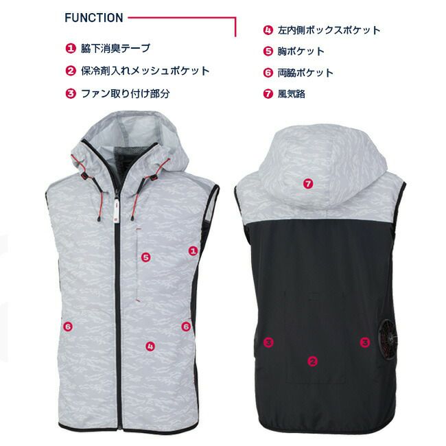 【2023年ファン&バッテリー付き】空調風神服MHAK空調ウェア【MK-400】00400フード付きベスト