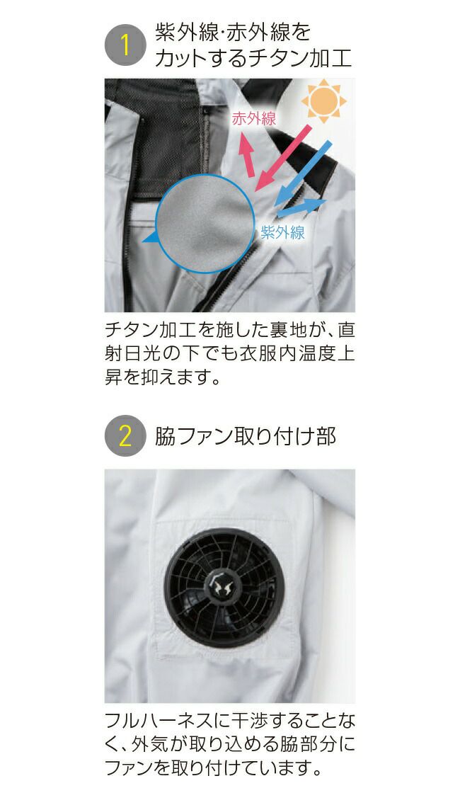 サンエスSUN-S空調風神服【KF92500】チタン加工半袖ブルゾン