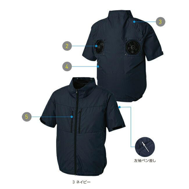 サンエスSUN-S空調風神服【KF92510】チタン加工半袖ブルゾン