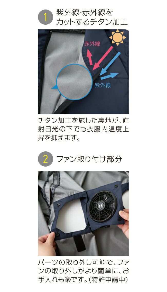 サンエスSUN-S空調風神服【KF92510】チタン加工半袖ブルゾン