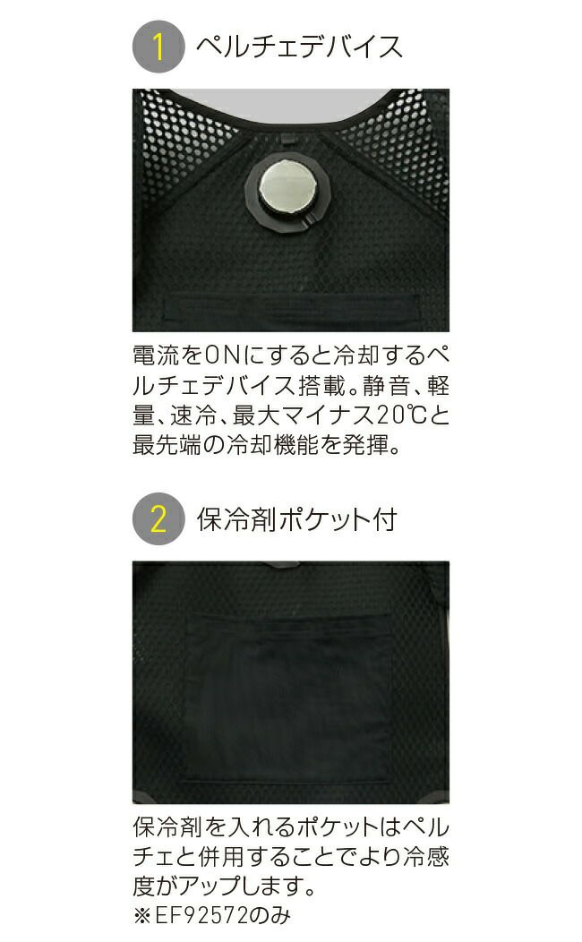 サンエスSUN-S【EF92572】フローズンベスト（ペルチェデバイス3個搭載）