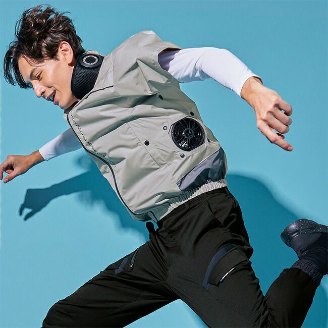 【バッテリー＆ペルチェファン付き】サンエスSUN-S空調風神服【EF92590S】ハイブリットクールショートスリーブジャケット半袖