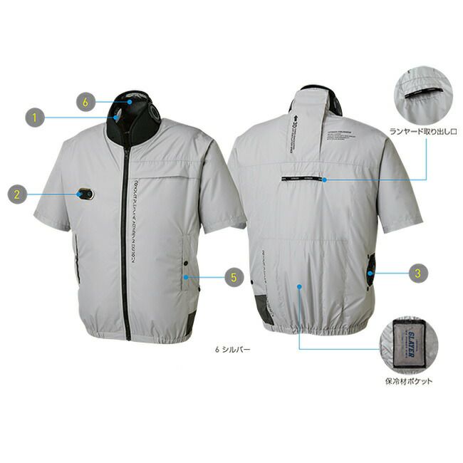 【バッテリー＆ペルチェファン付き】サンエスSUN-S空調風神服【EF92590S】ハイブリットクールショートスリーブジャケット半袖