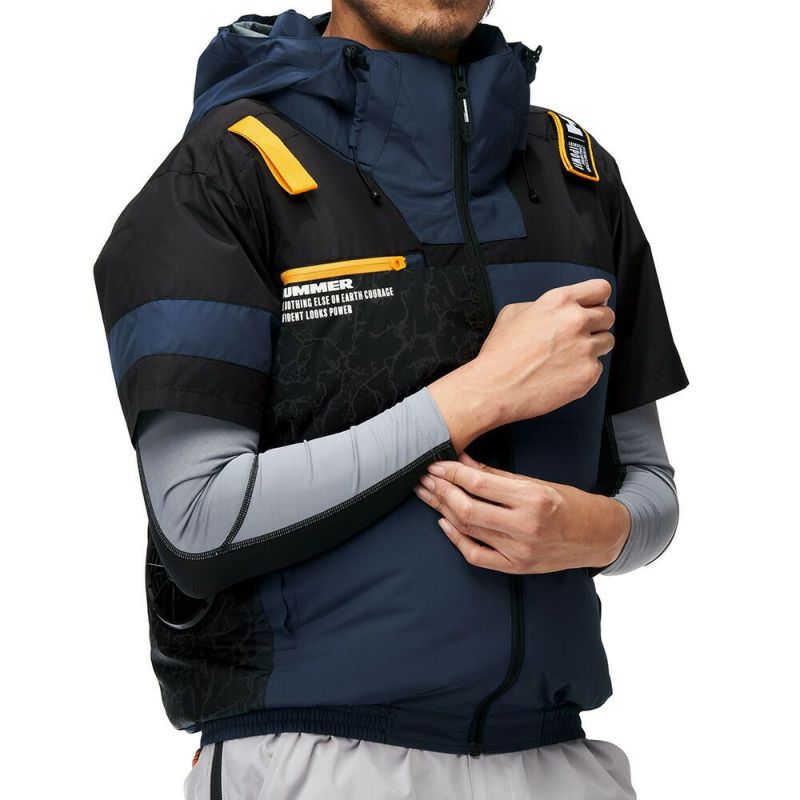 空調風神服アタックベースHUMMER空調ウェア服【09905】服単体半袖|夏涼しいクール空調ウェア服作業着夏場現場作業熱中症対策おしゃれかっこいいカジュアルメンズレディース作業着作業服