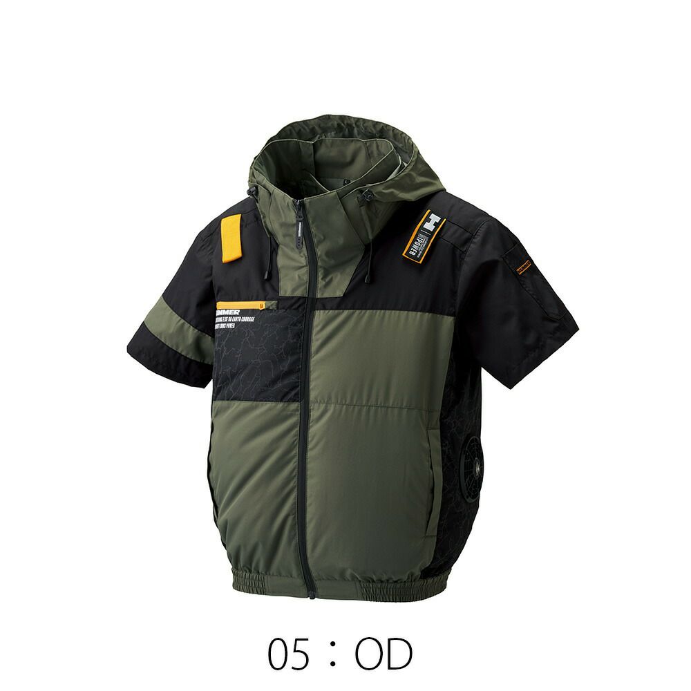 空調風神服アタックベースHUMMER空調ウェア服【09905】服単体半袖|夏涼しいクール空調ウェア服作業着夏場現場作業熱中症対策おしゃれかっこいいカジュアルメンズレディース作業着作業服