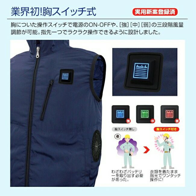 ブレインBRAIN【MESH-KB-102-1】車用/胸スイッチ/空調ベスト/服のみ