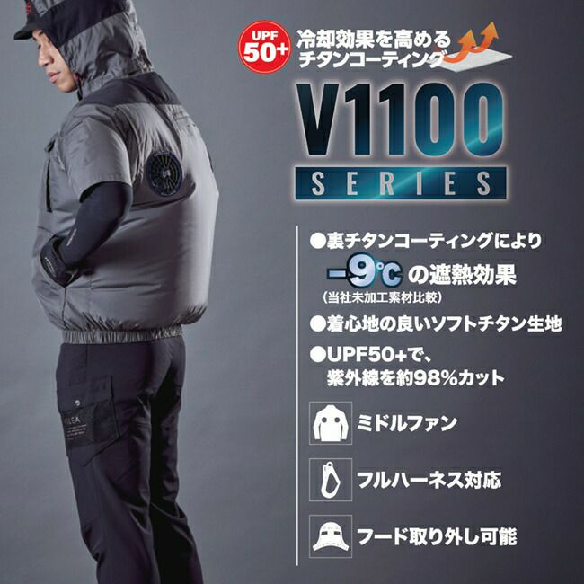 【2025年28Vバッテリー＆ファンセット】村上被服HOOH鳳凰快適ウェア【V1122】ミドルファン長袖フードジャケット