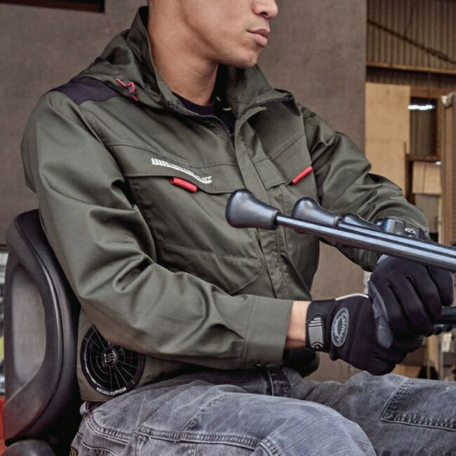 【2025年28Vバッテリー＆ファンセット】村上被服HOOH鳳凰快適ウェア【V2512】サイドファン長袖フードジャケット