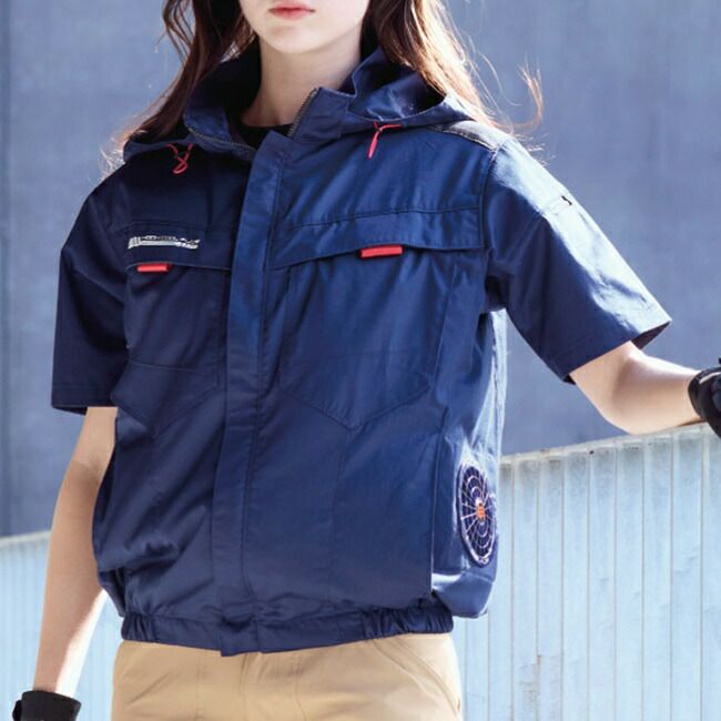 【2025年28Vバッテリー＆ファンセット】村上被服HOOH鳳凰快適ウェア【V2517】サイドファン半袖フードジャケット