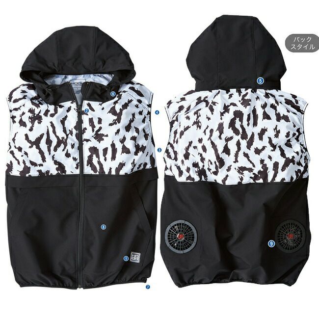 【2025年28Vバッテリー＆ファンセット】鳳凰村上被服快適ウェア【V3309】バイカラーフード冷感ベスト