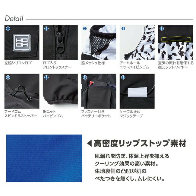 【2025年28Vバッテリー＆ファンセット】鳳凰村上被服快適ウェア【V3309】バイカラーフード冷感ベスト