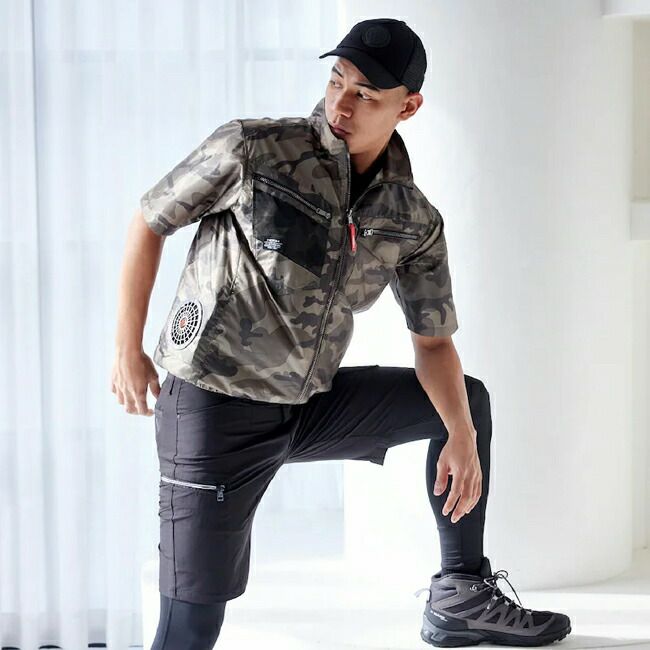 【2025年28Vバッテリー＆ファンセット】村上被服快適ウェア鳳皇サイドファン半袖ジャケットV7717