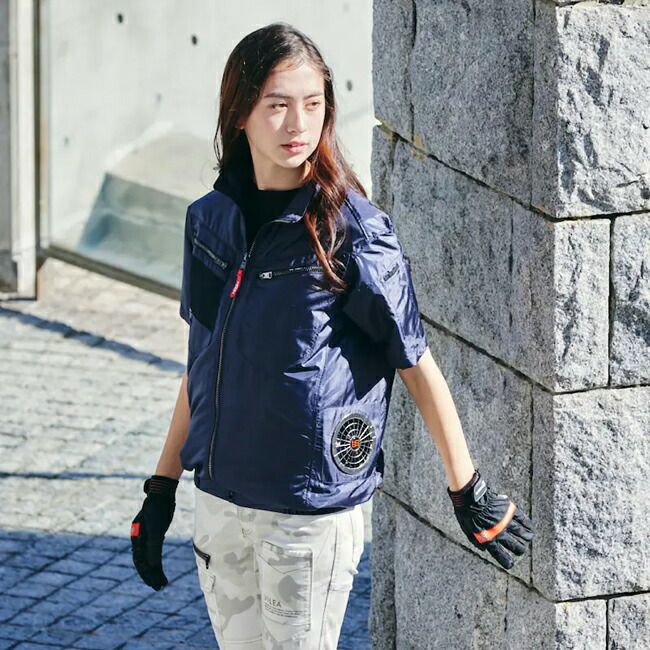 【2025年28Vバッテリー＆ファンセット】村上被服快適ウェア鳳皇サイドファン半袖ジャケットV7717