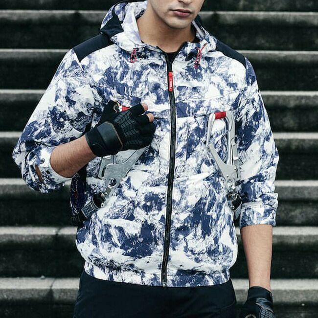 【2025年28Vバッテリー＆ファンセット】村上被服HOOH快適ウェア服空調ウェア【V8812】サイドファン長袖フードジャケット