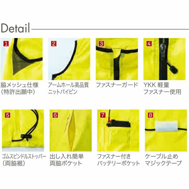 【2025年28Vバッテリー＆ファンセット】鳳凰村上被服快適ウェア【V9699】ネオンカラーファンベスト