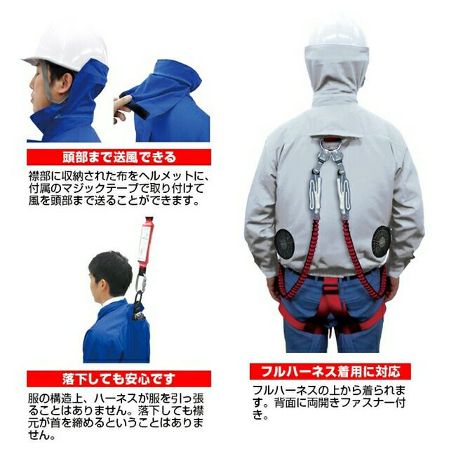 ブレインBRAIN【MESH-BR-7000-1】胸スイッチ/綿薄手100%/空調エアコン服ハーネス/服のみ