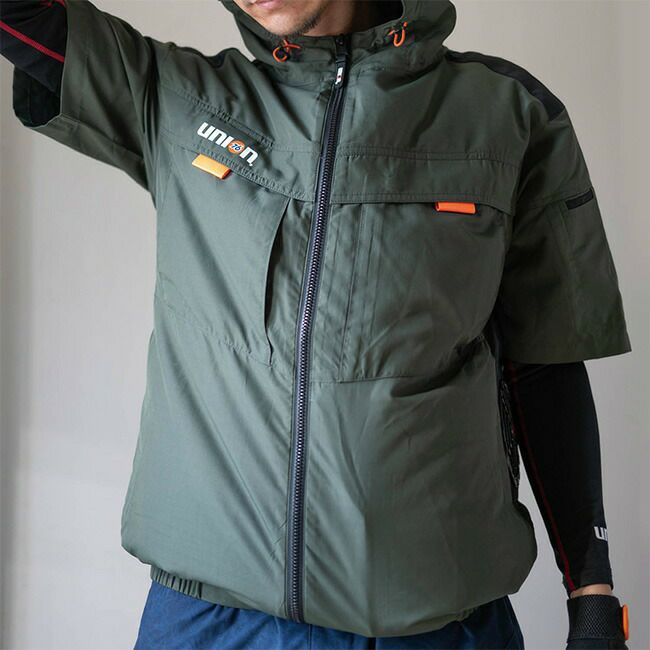 【2025年ファン＆バッテリー付き】富士手袋FUJITEUNION【76-920】空調ウェア半袖フードジャケット