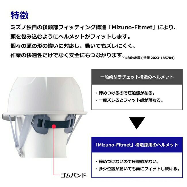 ミズノmizuno産業用ヘルメットFT01(通常バイザー／通気孔)